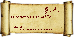 Gyarmathy Agenór névjegykártya